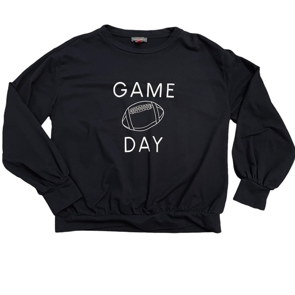 Vince Camuto Black Game Day Soft Sweatshirt Long Sleeve White Football Logo. M - Picture 5 of 9